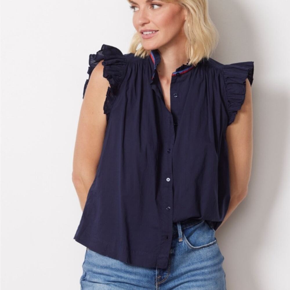 Sundry Flutter Sleeve Button Down Top Size Xs - image 1